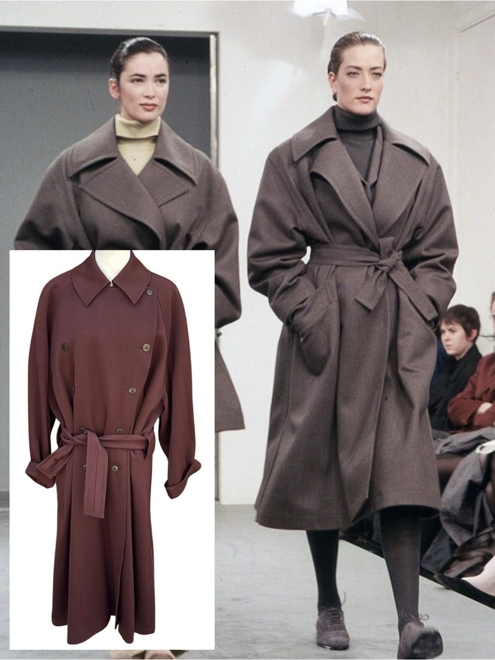 Azzedine Alaïa 1987 Rare Vintage Oversized Belted Wool Coat Brown/Purple